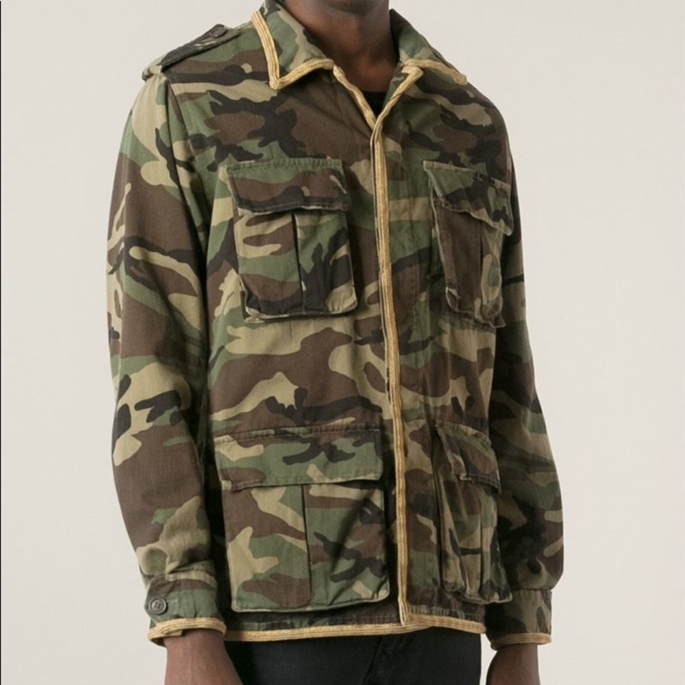Saint Laurent Green x Gold Piping military camo